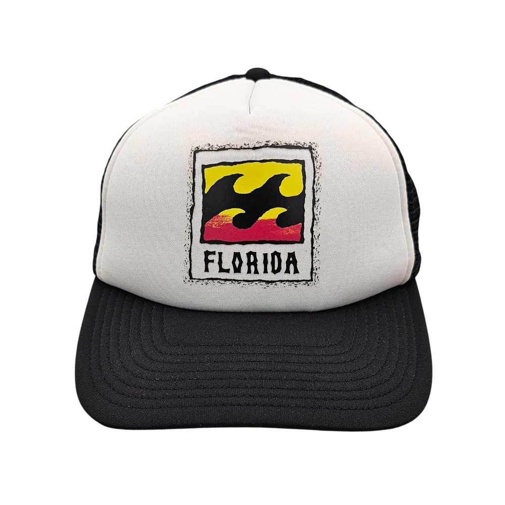 Billabong Florida Wave Logo Trucker Hat Black White Mesh Snapback Cap MAHWNBBR